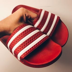 Red Adidas Slides